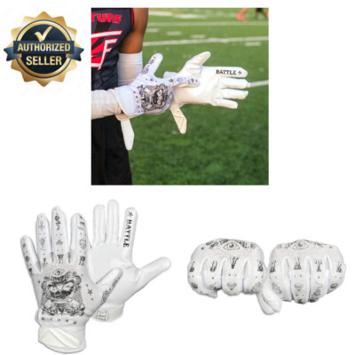 Battle Sports Cloaked Receiver Football Gloves Adult Youth White Speed  Freak