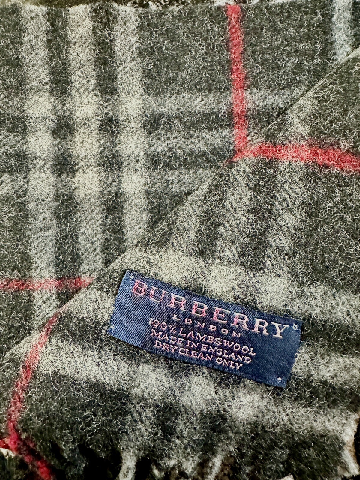 Vintage Burberry Black/Red, Classic Small House/Nova Check Lambswool image 3