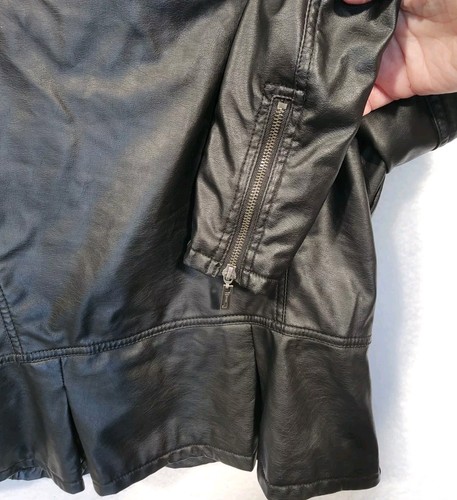JOUJOU Women's sz L Black motorcycle vegan leather jacket Zippers EUC - Picture 7 of 11