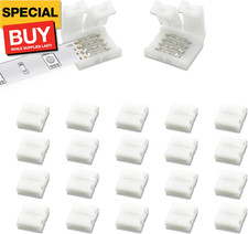 20 Pcs 4 Pin Led Light Connectors, 10mm Wide Led Connectors Unwired Gapless Sold
