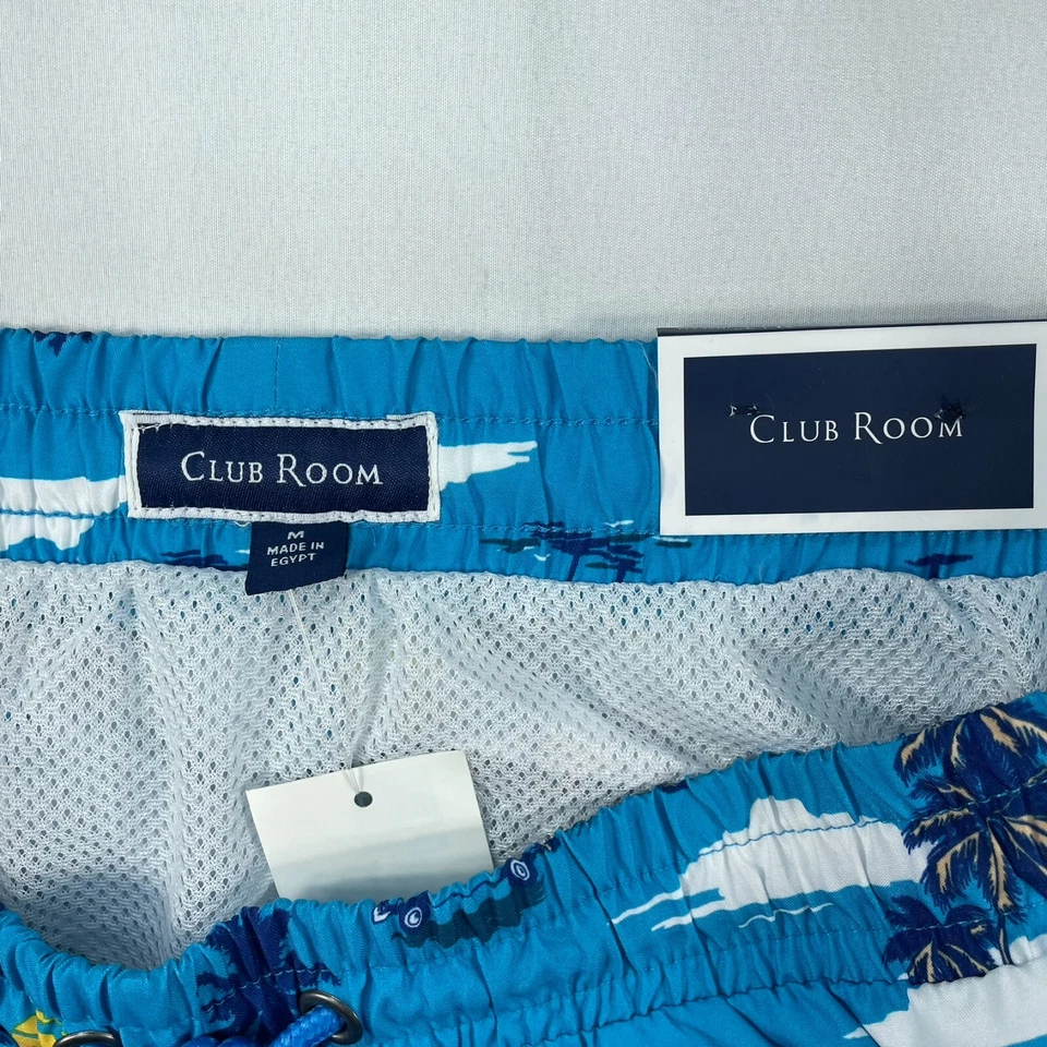 俱乐部房间短裤男式中号蓝色棕榈树露营车 R 网眼衬里游泳新品 — 第 3/4 张图片