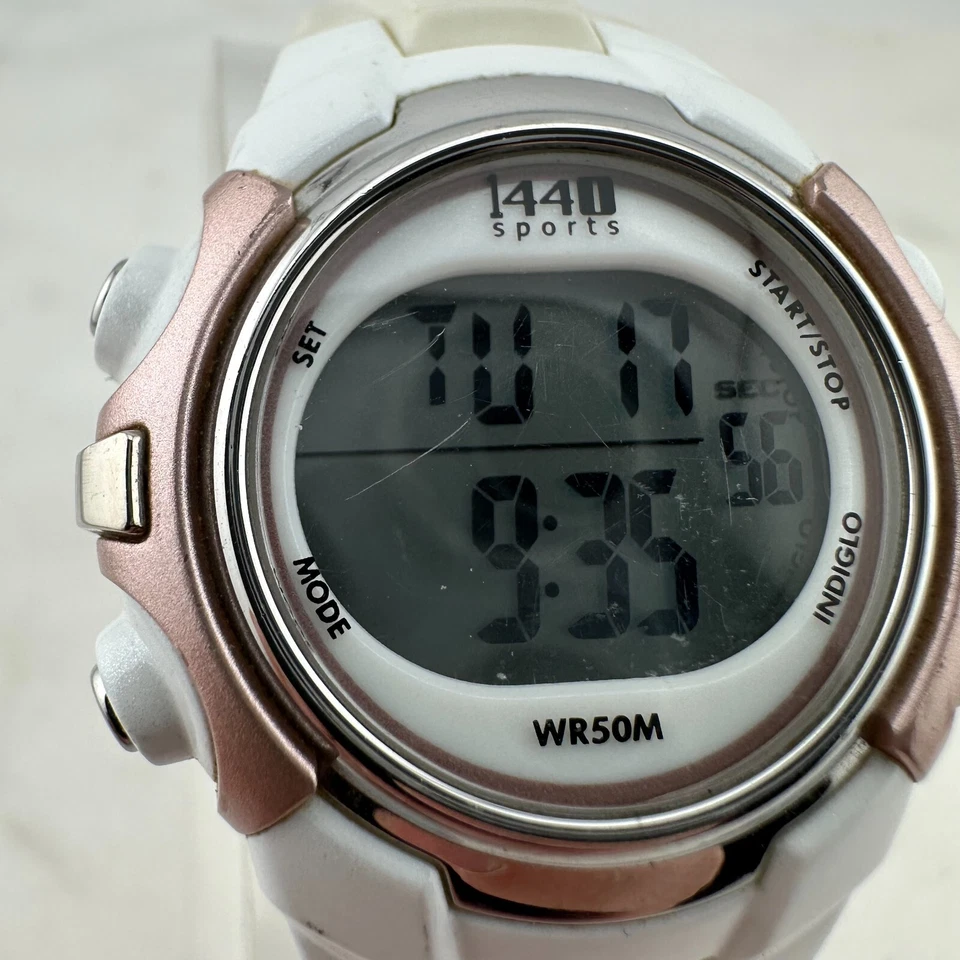 Ladies Timex 1440 Sports Indiglo T5G881 Digital Quartz White Watch - New Battery - Image 2 of 4