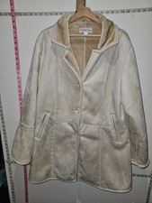 Gabriella Vicenza Coat Size 14/16 Faux Suede Beige Faux Fur Lining Express Shipp