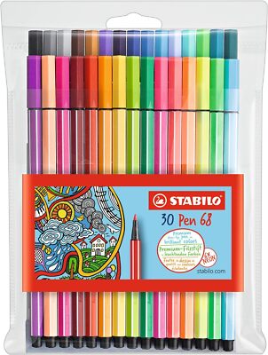 Premium-Filzstift - STABILO Pen 68 - 30er Pack - mit verschiedenen Farben inkl.