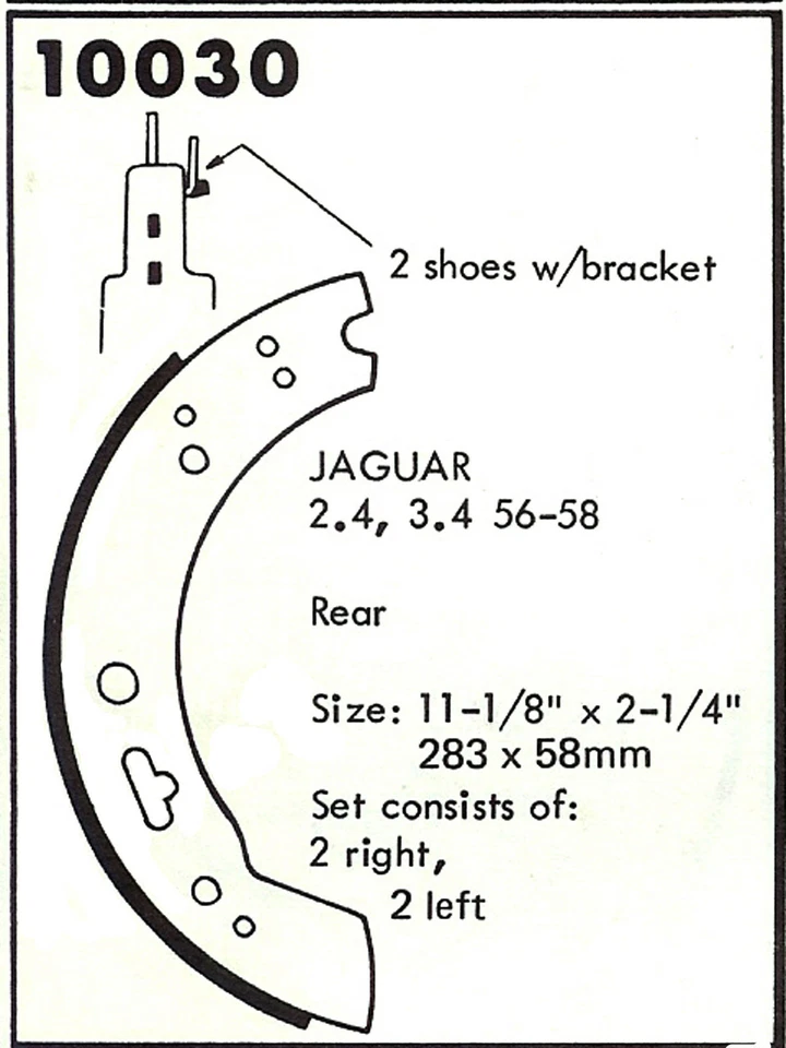 Sapatos de freio NOS Bonded para 1956 - 1959 Jaguar 2.4 + 3.4 MK1 traseiro - Imagem 4 de 4