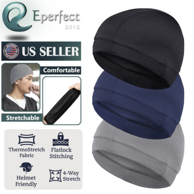 3Pack Men Skull Cap Helmet Liner Beanie Quick Drying Cycling Running Sports Hat