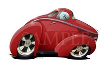 1938 Ford Coupe Vintage Cartoon T-shirt 6860 Automotive Art