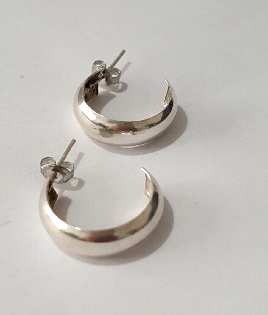 Gorgeous Solid Round/ Cuff Stud Earrings 925 Soli… - image 3