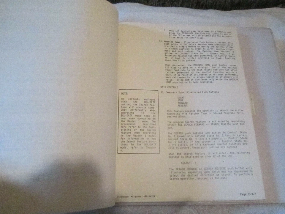 Cincinnati Milacron Service Operating Manual 20 V Series 5 Axis Milling Machine - Image 3 of 4