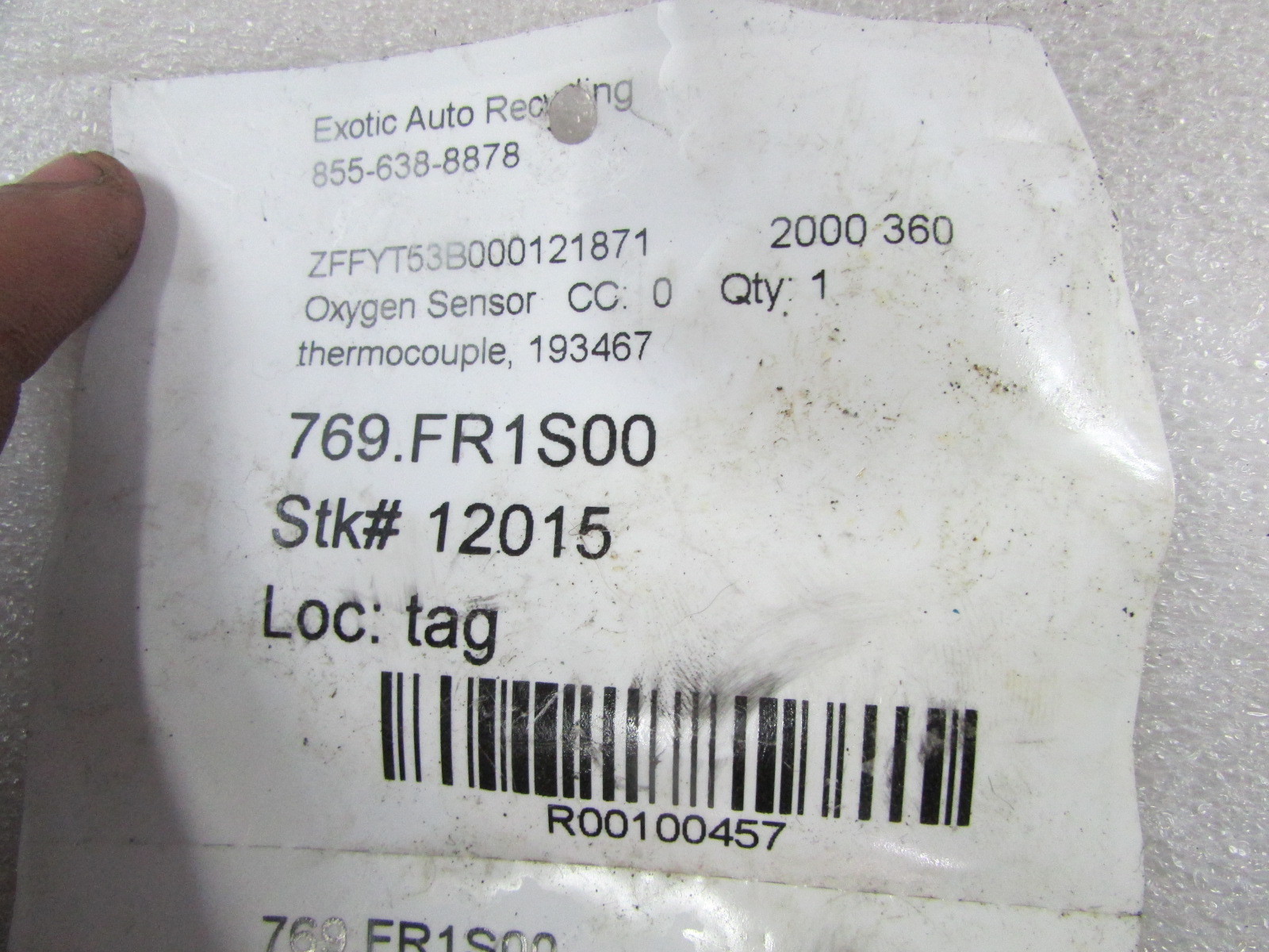 Ferrari 360 Modena, Spider, Challenge, Thermocouple Sensor, Used, P/N 193467