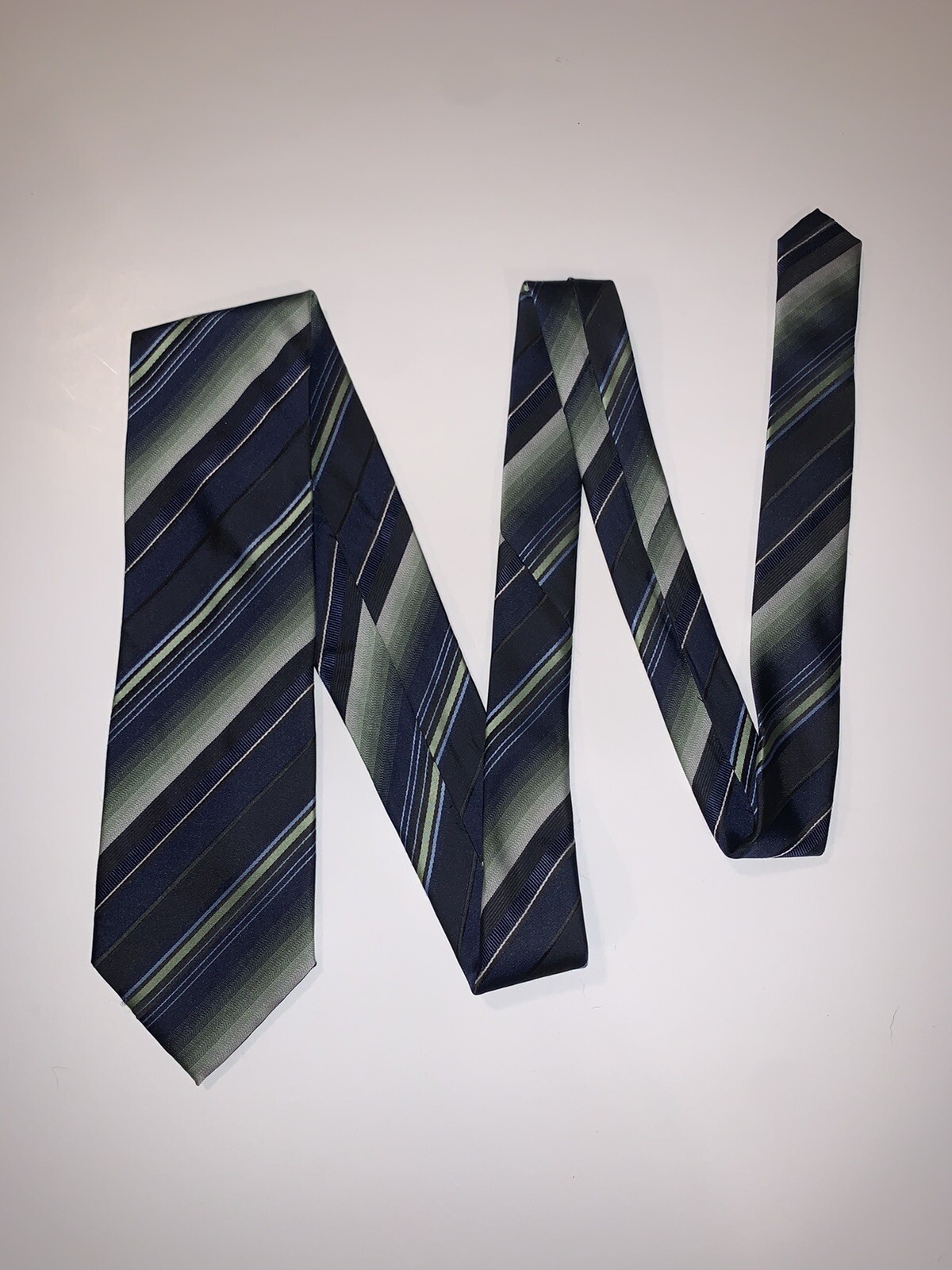 Croft & Barrow Mens Green Blue Striped Necktie Tie Green Blue 59”x3.5”