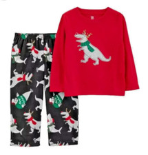 Carter's Boys Dinosaur Christmas Fleece Pajama Set w/ Sharks  Walruses  Size 5