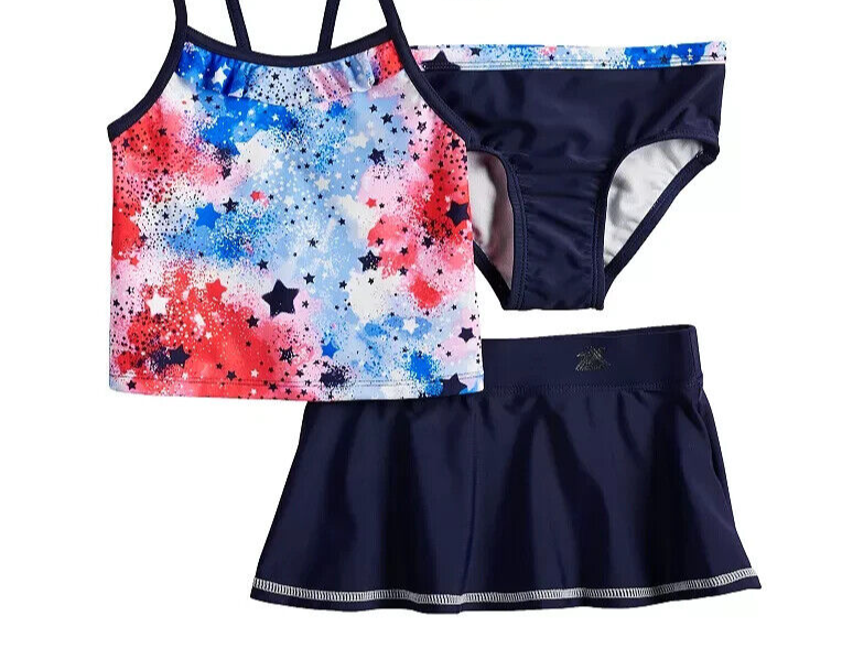 ZEROXPOSUR $40 Fireworks TANKINI TOP, BOTTOMS SKIRT SWIMSUIT