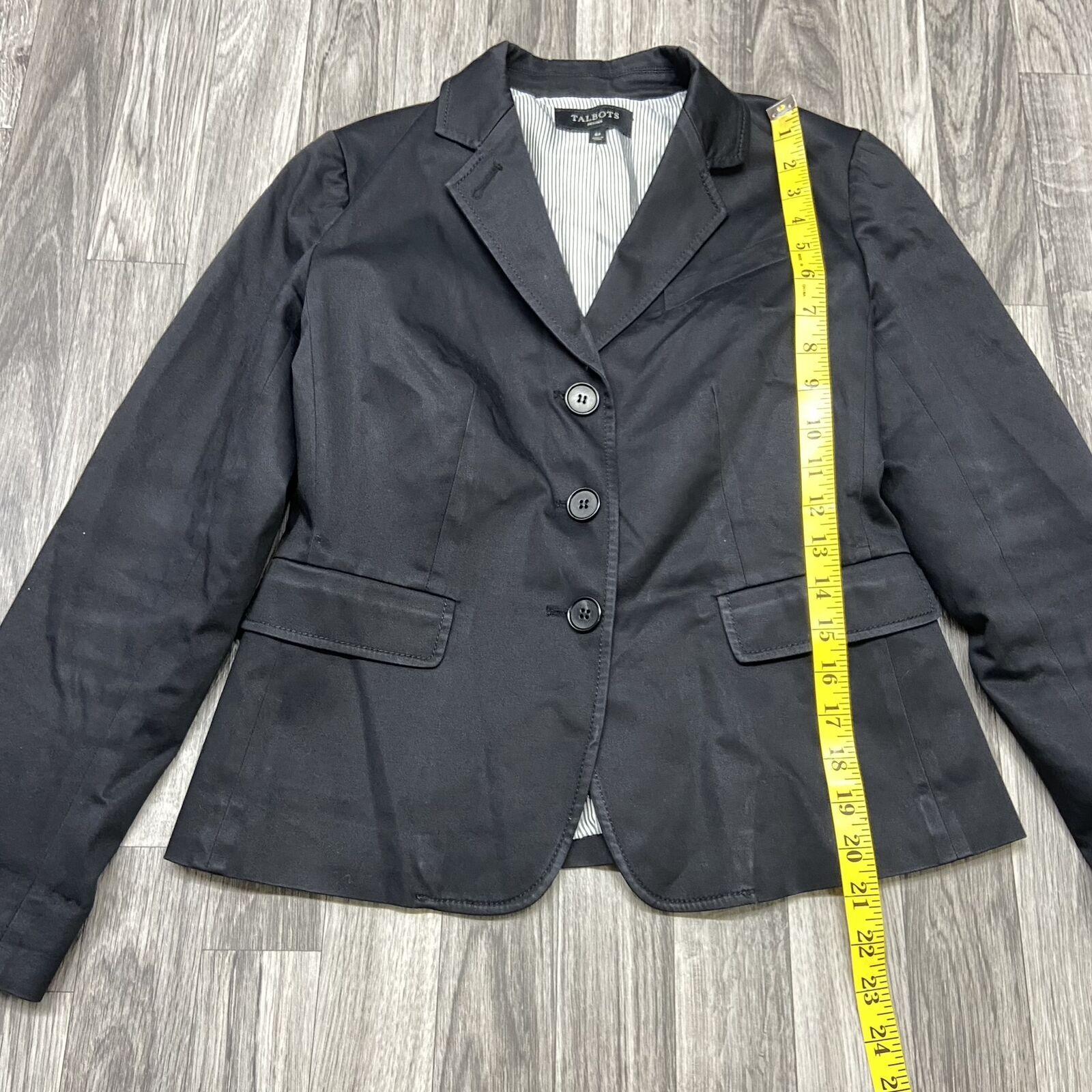 TALBOTS Button Front Lined Collared Black Blazer … - image 11
