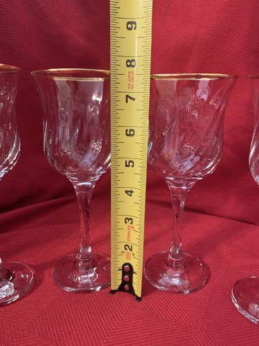 4 VASOS DE AGUA DE VINO REGENT ORO ÓPTICO REMOLINO INDUSTRIAS CRISTALINAS Borde Dorado - Imagen 7 de 24