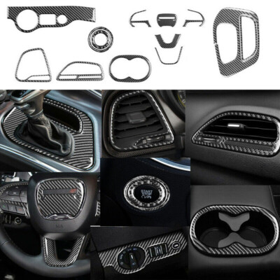 13Pcs Carbon Fiber Interior Full Set Cover Trim For Dodge Challenger 2015-2020