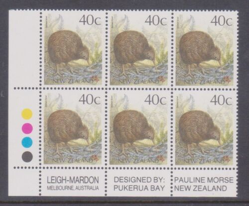 (F168-42) 1986 New Zealand 40c IMP 6block of stamps native birds (AQ) - Picture 1 of 1