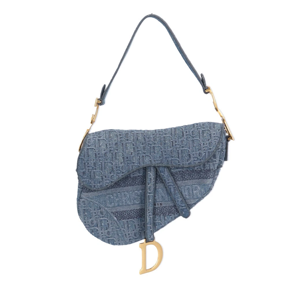 Sac bandoulière Dior denim sacoche selle oblique occasion