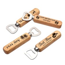 Personalised Wooden Bottle Opener Any Text You require,present,secret Santa Etc