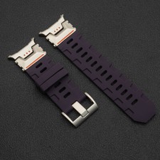 For Galaxy Watch Ultra Band 47mm Silicone Rubber Strap Stainless Steel Connector