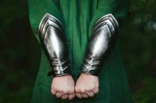 Medieval pair of bracers handmade bracers made from solid Metal wearable bracer