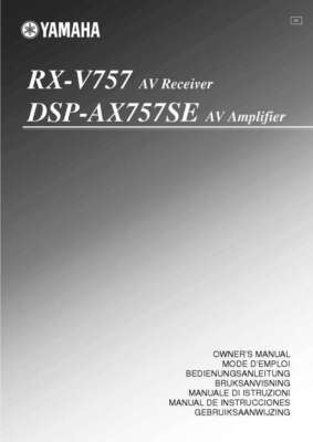 Yamaha DSP-AX757SE Amplifier Owners Manual