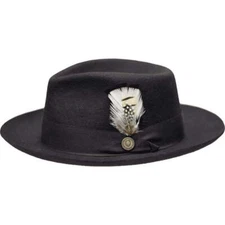 Bruno Capelo Hat Australian Wool Fedora Pinch Front Milan Snap Brim Mi500 Black