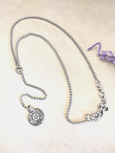 Lucky Brand Signed Silver Tone Necklace 17.5-19.5" #A1-34