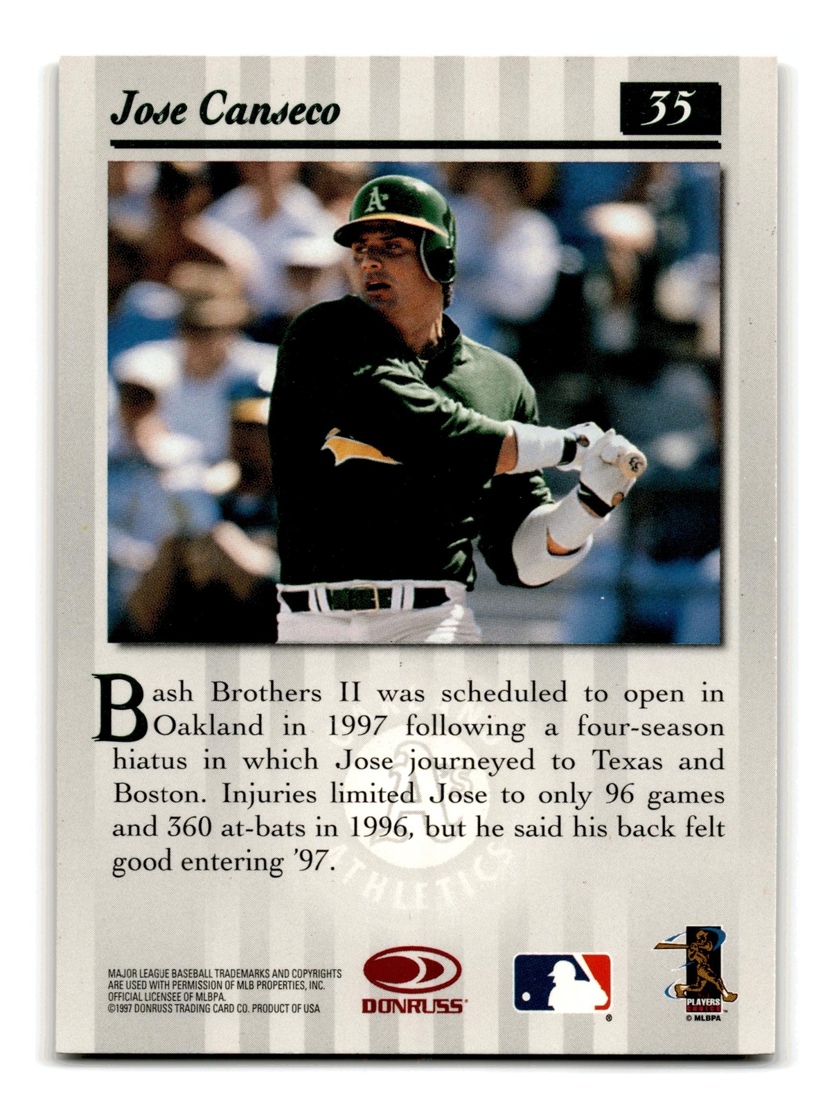 Jose Canseco 1997 Studio #35 Oakland Athletics Mint to Gem