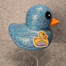 JUMBO Dazzle Duckie 8" Floating Glitter Duck Metallic Blue Rubber Duck