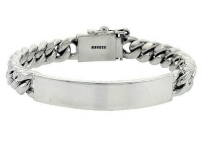 MEN'S SOLID 925 STERLING SILVER 9mm MIAMI CUBAN LINK ID BRACELET  8'', 8.5'', 9''
