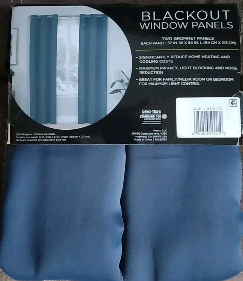 NIB!! Eclipse blackout curtains, 84". 2 Panels. Color Listed Is DARK BLUE. - Image 4 of 4