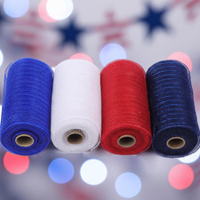 6 Inch X 30 Feet 10 Yards - Metallic Poly Mesh Ribbon for Decoration/Wreath Maki