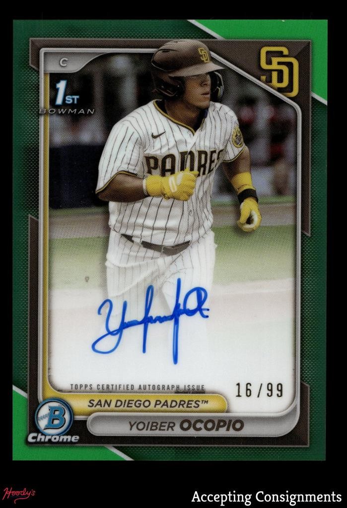 2024 Bowman Chrome Prospect Green Refractors Yoiber Ocopio Rookie 1st AUTO 16/99