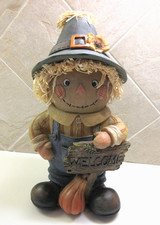Fall Themed 11  Scarecrow  WELCOME  Figurine Halloween Thanksgiving Home Decor