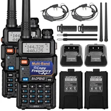 2x Baofeng 5RX Multi-Band UHF VHF 1.25M AM FM Ham Radio Walkie Talkie Scanner