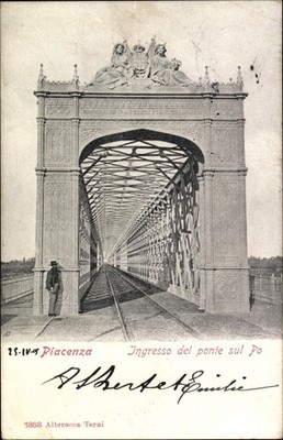 Ak Piacenza Emilia Romagna, Ingresso del ponte sul Po - 3885481