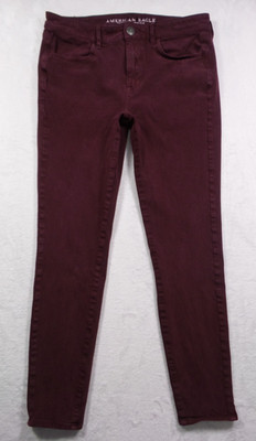 American Eagle Jeans Womens Size 8 Red High Rise Jegging AEO Sateen X4 Stretch
