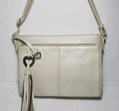 BRIGHTON SHIMMER WHITE BARBADOS BANKS TASSELED CROSSBODY MAGNETIC ORGANIZER READ