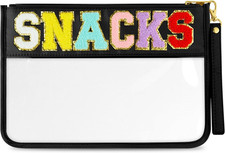 Chenille Letter Bag Cute Cosmetic Bag Clear Zipper Stuff Pouch Portable Multi-Pu