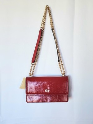 Michael Kors Small Flap Crossbody Abbott Leather Bag Red NWT
