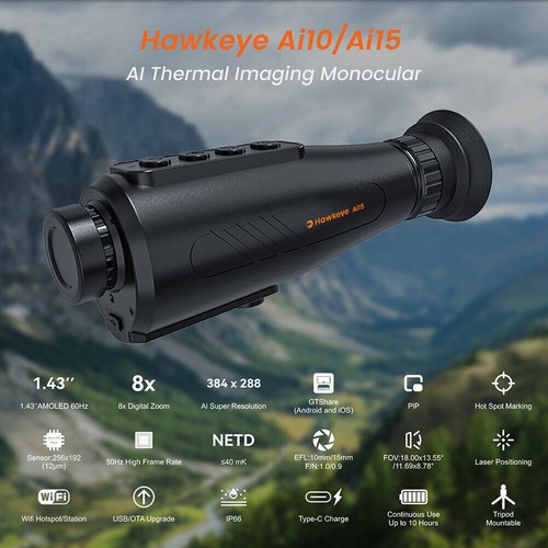 Thermal Monocular AI 384*288 50Hz Thermal Imager 8X Zoom Handheld Scope Camera - Picture 2 of 23