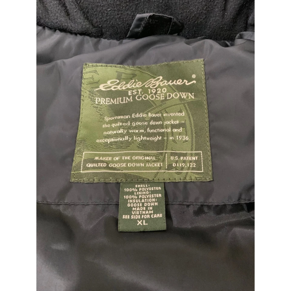 Eddie Bauer Premium Goose Down Puffer Jacket Mens size XL Black - Image 3 of 4
