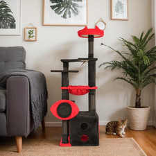53" Gothic Cat Tree Cat Tower Padded Perch,Condo,Hammock,Scratching Post,Toy