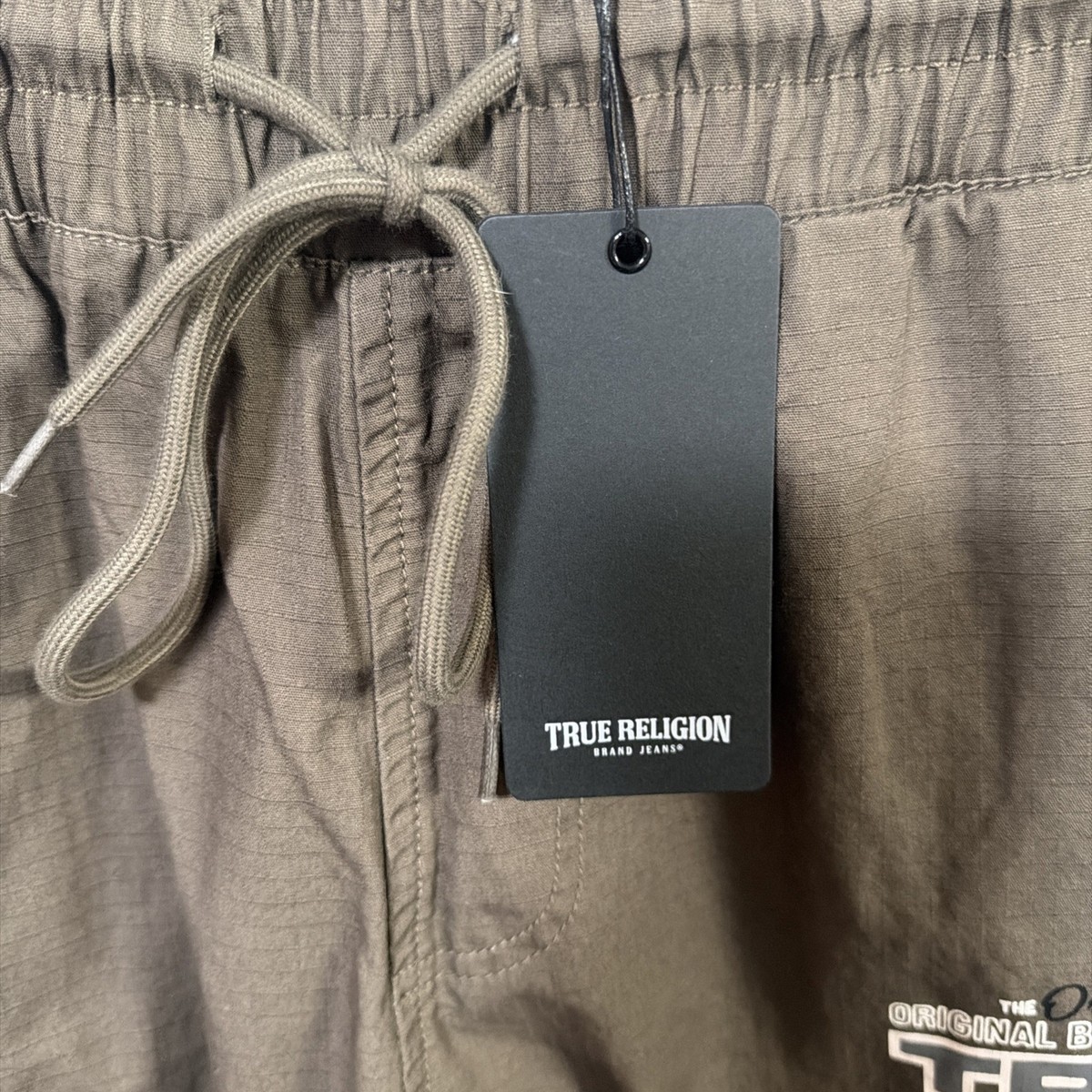 True Religion Ripstop Cargo Jogger Pants Major Brown Logo Mens M
