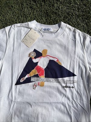 VTG Adidas Descente T-shirt Handball Rare NWT 70's 80's Medium Tag Japan.