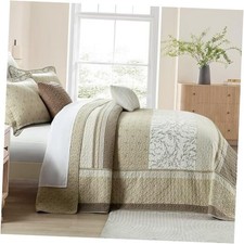 128" 120" 100 Cotton Oversized Bedspread, California 120" 128" Brown/Beige