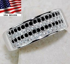 2CT Treated Black Sapphire  Topaz 925 Solid Sterling Silver Ring Sz 8 NB1-7