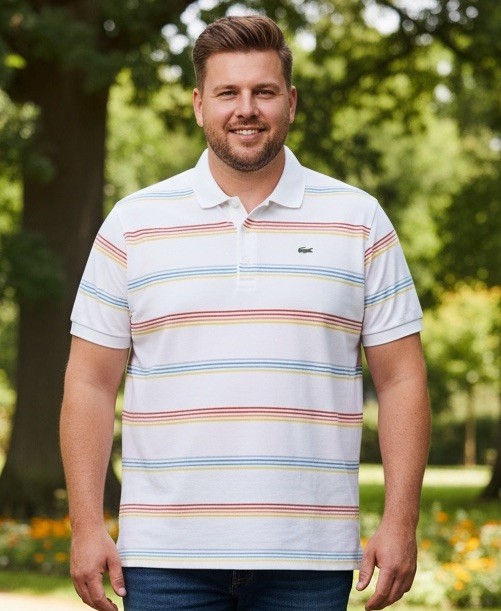 Lacoste Mens Tricolor Striped Classic Polo Shirt Sz XXL FR7 Preppy