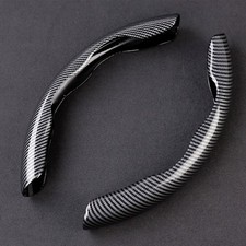 Black Carbon Fiber Car Steering Wheel Booster Non-slip Cover Trim Accessories 2x Black Carbon Fiber Car Steering Wheel Booster Non-slip Cover Trim Accessories 2x
